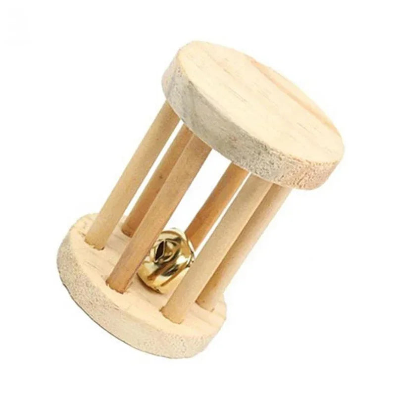 Natural Wooden Rabbit Roller & Chew Toys for Small Pets
