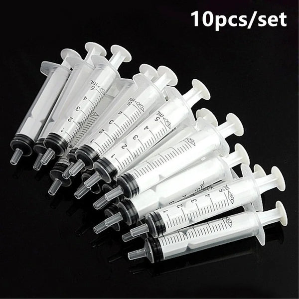 10pcs Disposable 5ml Plastic Syringes (No Needle) for Pet Feeding & Lab Use