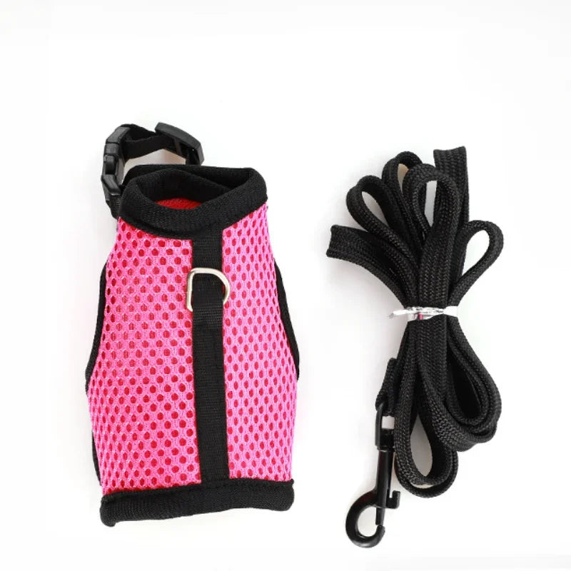 Multi-Color Breathable Vest & Adjustable Harness with Leash for Small Pets
