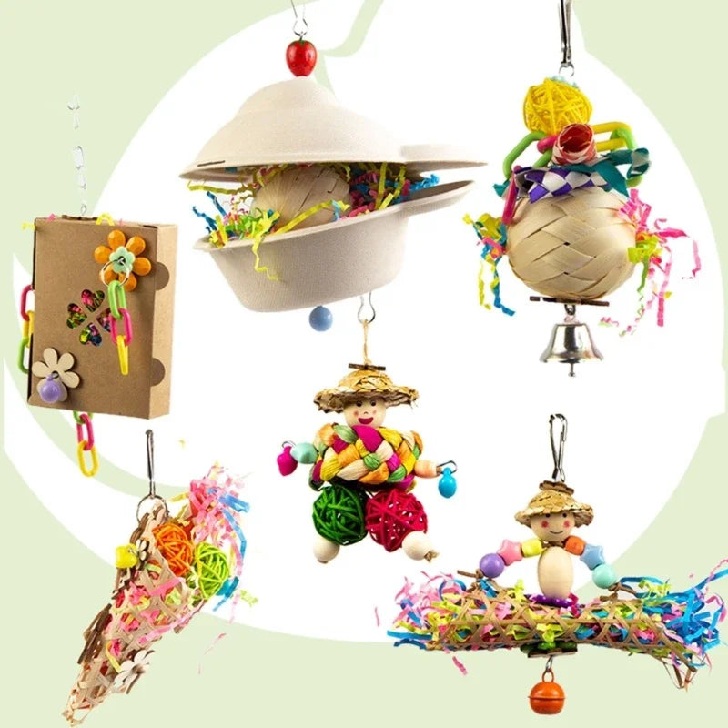 Rattan & Paper Molar Toy for Small Parrots