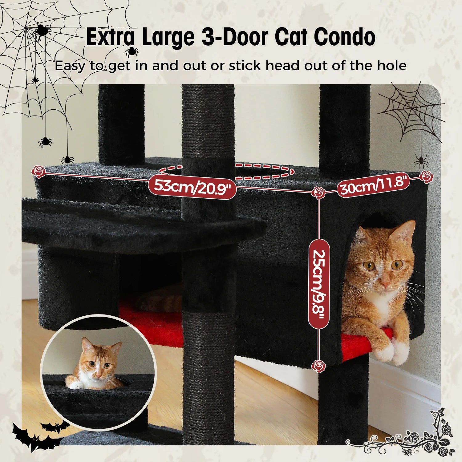 184cm Large Cat Tree Tower with Hammock, Scratching Posts & Condos