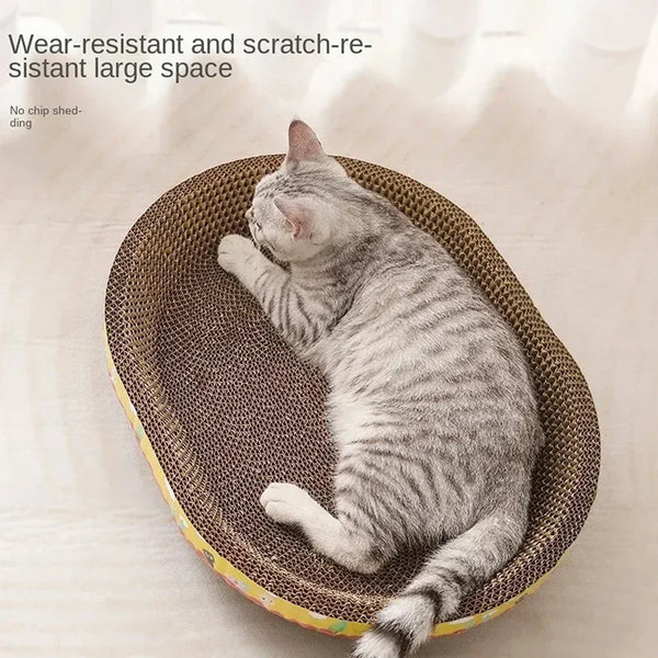 Oval Cat Scratching Board – Corrugated Paper Claw Toy & Furniture Protector