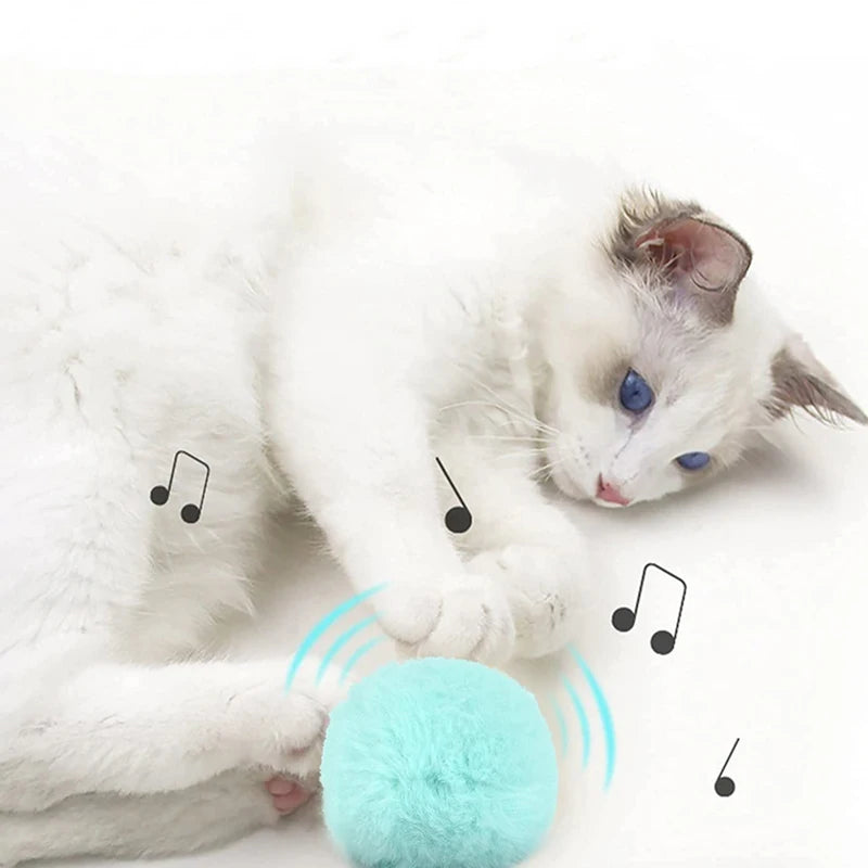 Interactive Smart Plush Cat Toy Ball – Electric Catnip Squeak Toy for Kittens