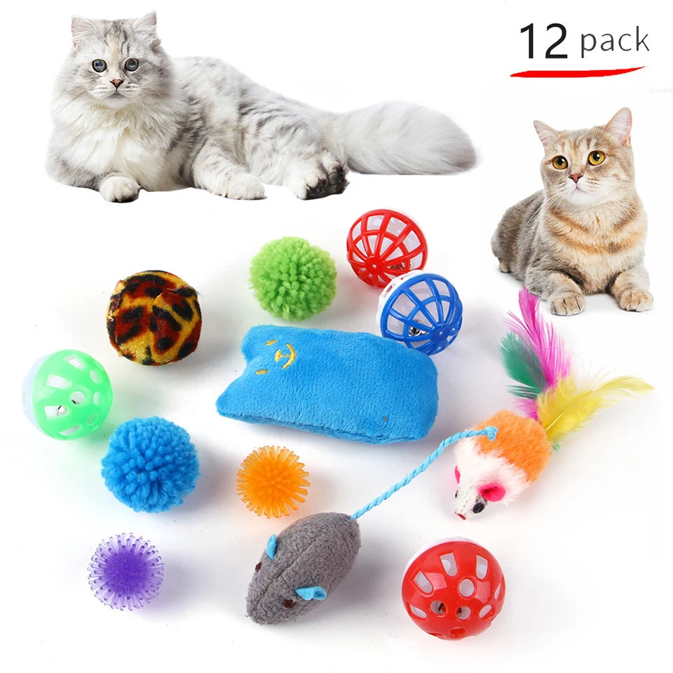 Cat Toy Variety Set with Teaser Sticks, Mice & Balls