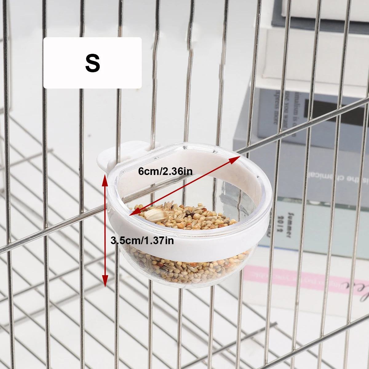 Detachable Transparent Plastic Bird Feeding Bowl, Hanging Food & Water Cup for Parrots