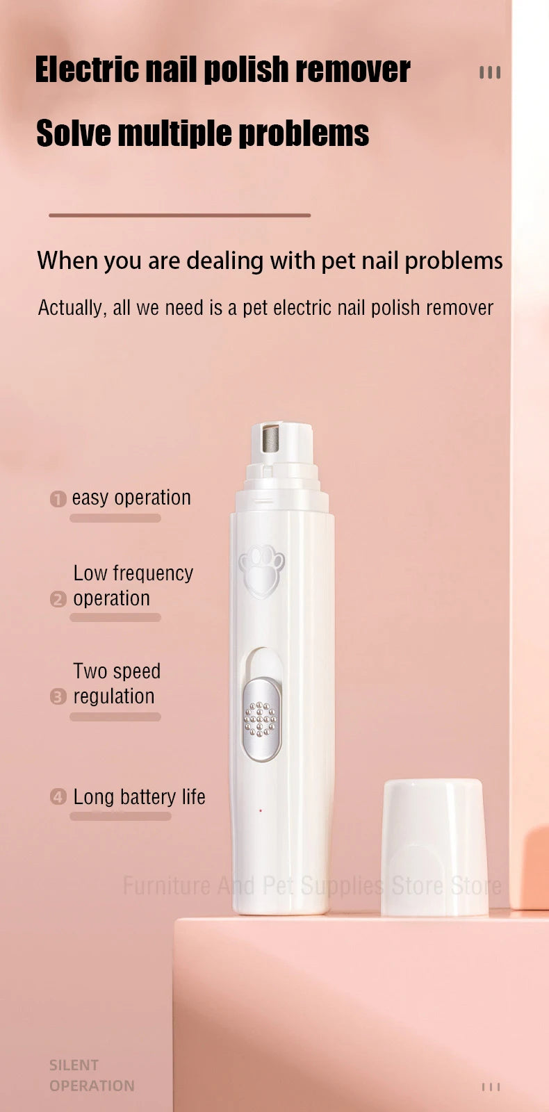 USB Rechargeable Pet Nail Clipper with Polisher Wheel