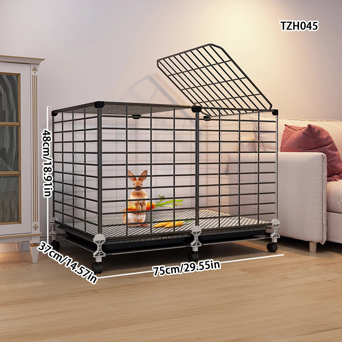 Double-Layer Extra-Large Indoor Rabbit Cage with Automatic Waste Cleaning