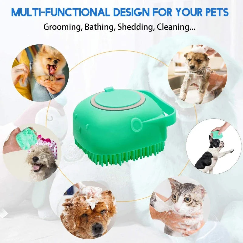Pet Bathing Shampoo Brush – Soft Silicone Dog & Cat Grooming Scrubber