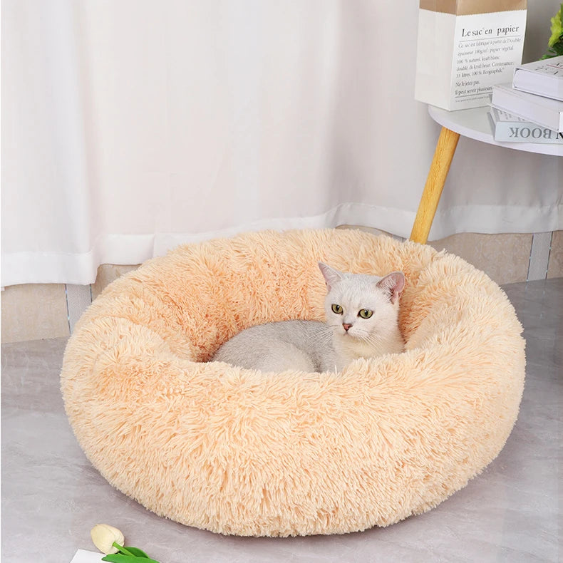 Plush Round Pet Nest Bed for Cats and Small Dogs