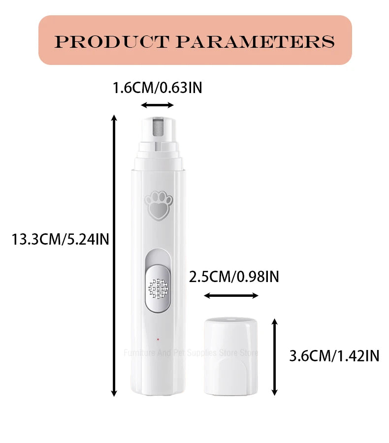 USB Rechargeable Pet Nail Clipper with Polisher Wheel