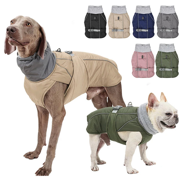 Luxury Winter Dog Jacket, Waterproof Padded Warm Coat with Reflective Safety