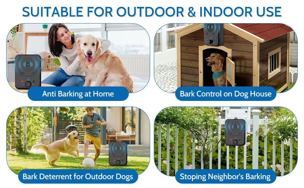 Rechargeable Ultrasonic Anti-Barking Device with 3 Modes for Indoor & Outdoor Use