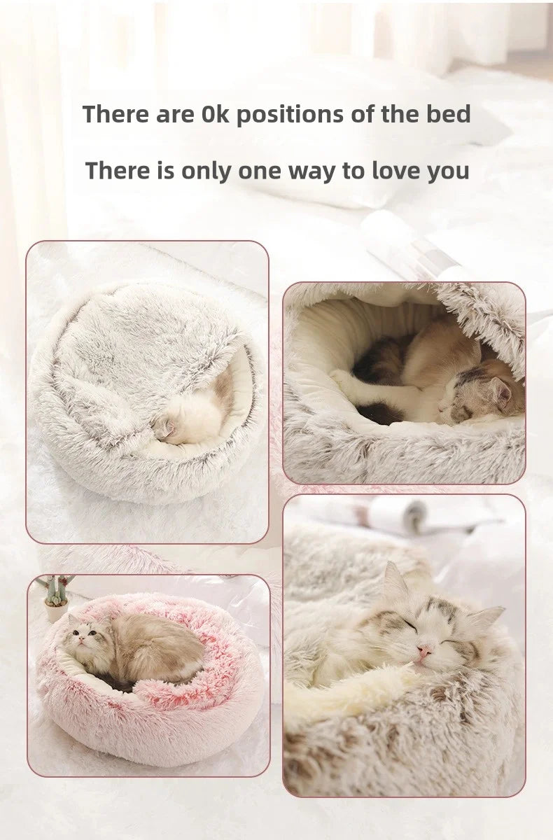 Soft Plush Semi-Enclosed Pet Bed