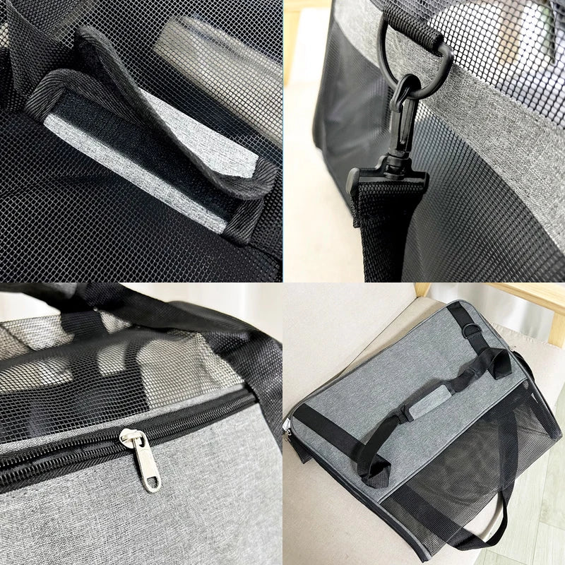 Portable Foldable Cat & Dog Carrier Bag, Mesh Breathable Travel Handbag for Pets