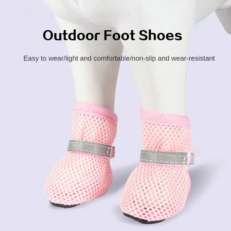 4pcs Non-Slip Breathable Dog Shoes for Small & Medium Pets