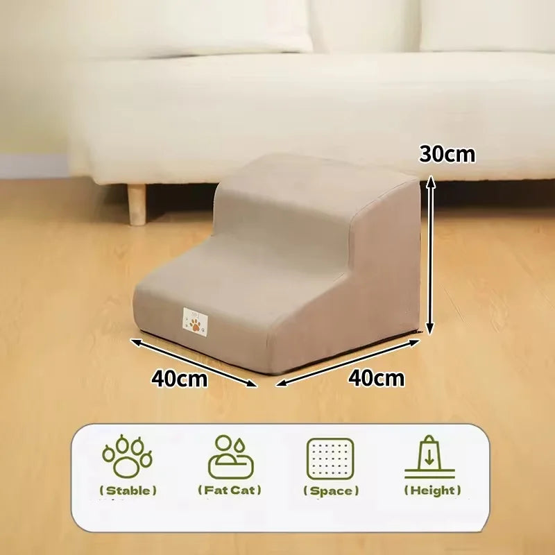 2/3 Step Memory Foam Pet Stairs with Washable Cover & Non-Slip Base