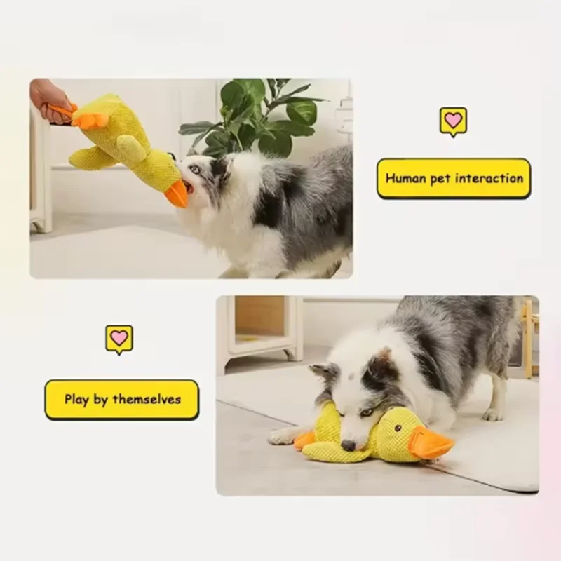 Stomping Duck Plush Dog Toy – Bite-Resistant, Teeth Cleaning Toy for Large Dogs & Puppies