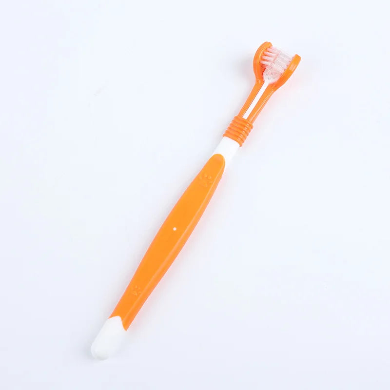 3-Sided Pet Toothbrush for Dogs & Cats, Dental Cleaning Tool for Bad Breath & Tartar Removal