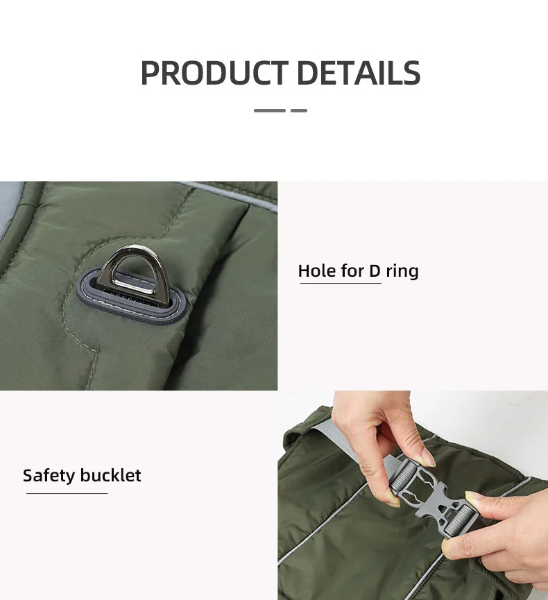 Luxury Winter Dog Jacket, Waterproof Padded Warm Coat with Reflective Safety