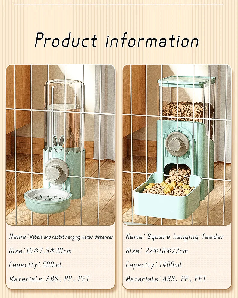 Automatic Hanging Pet Feeder with Water Bottle & Food Dispenser