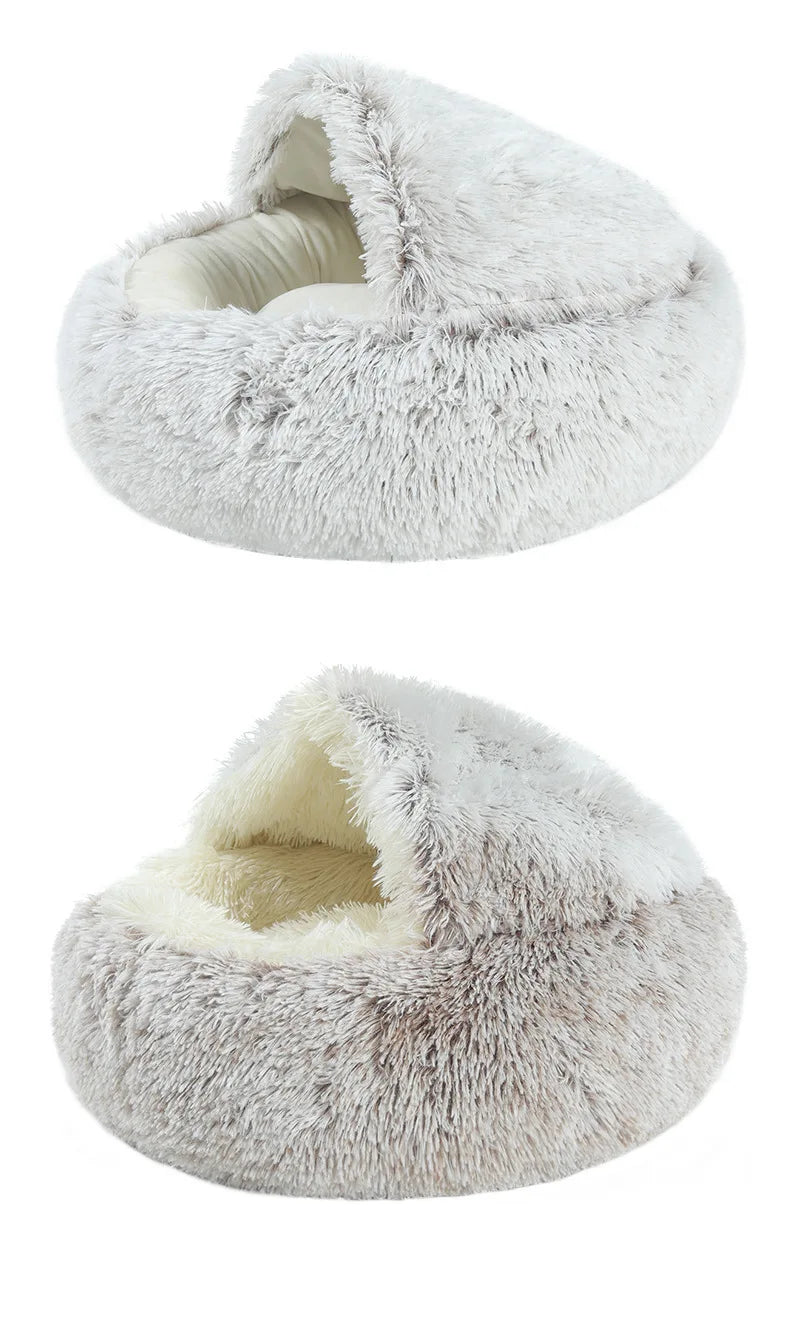 Soft Plush Semi-Enclosed Pet Bed