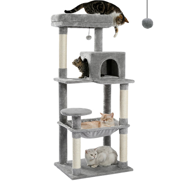 5-Level Cat Tree Tower for Large Cats with Hammock, Condo & Scratching Posts