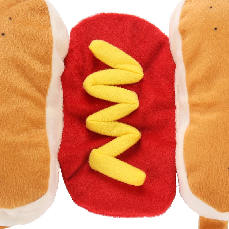 Funny Hot Dog Halloween Costume for Dogs & Cats, Adjustable Pet Party Outfit