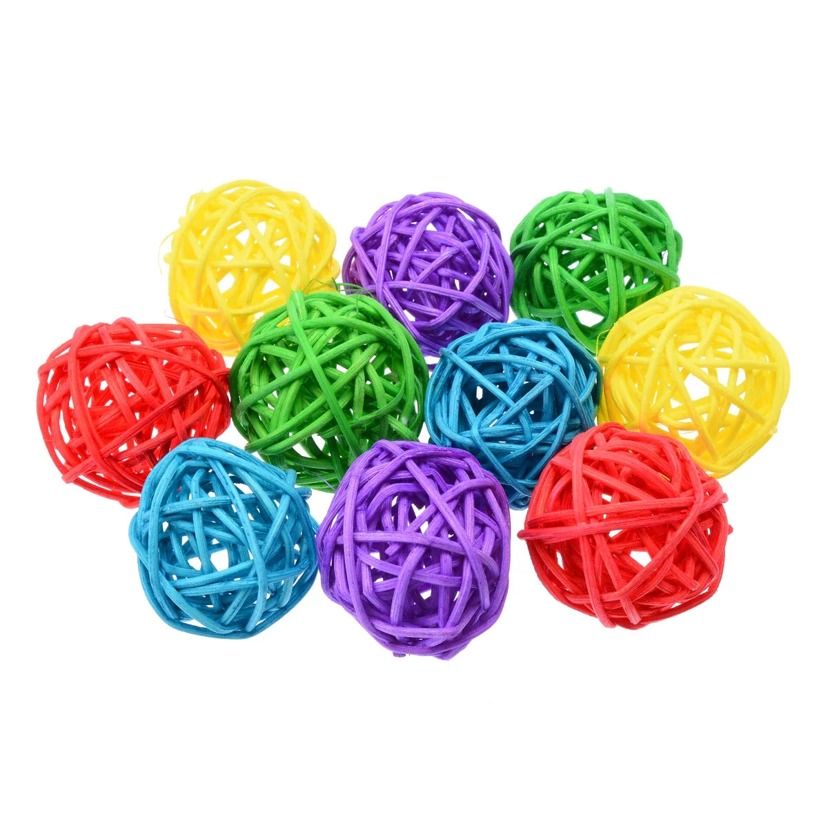 10pcs Colorful Sepak Takraw Parrot Chew Balls — Foot & Beak Toys for Birds