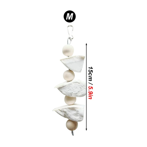 Cuttlefish Bone Hanging Chew Toy — Calcium Supplement & Beak Care for Birds & Small Pets