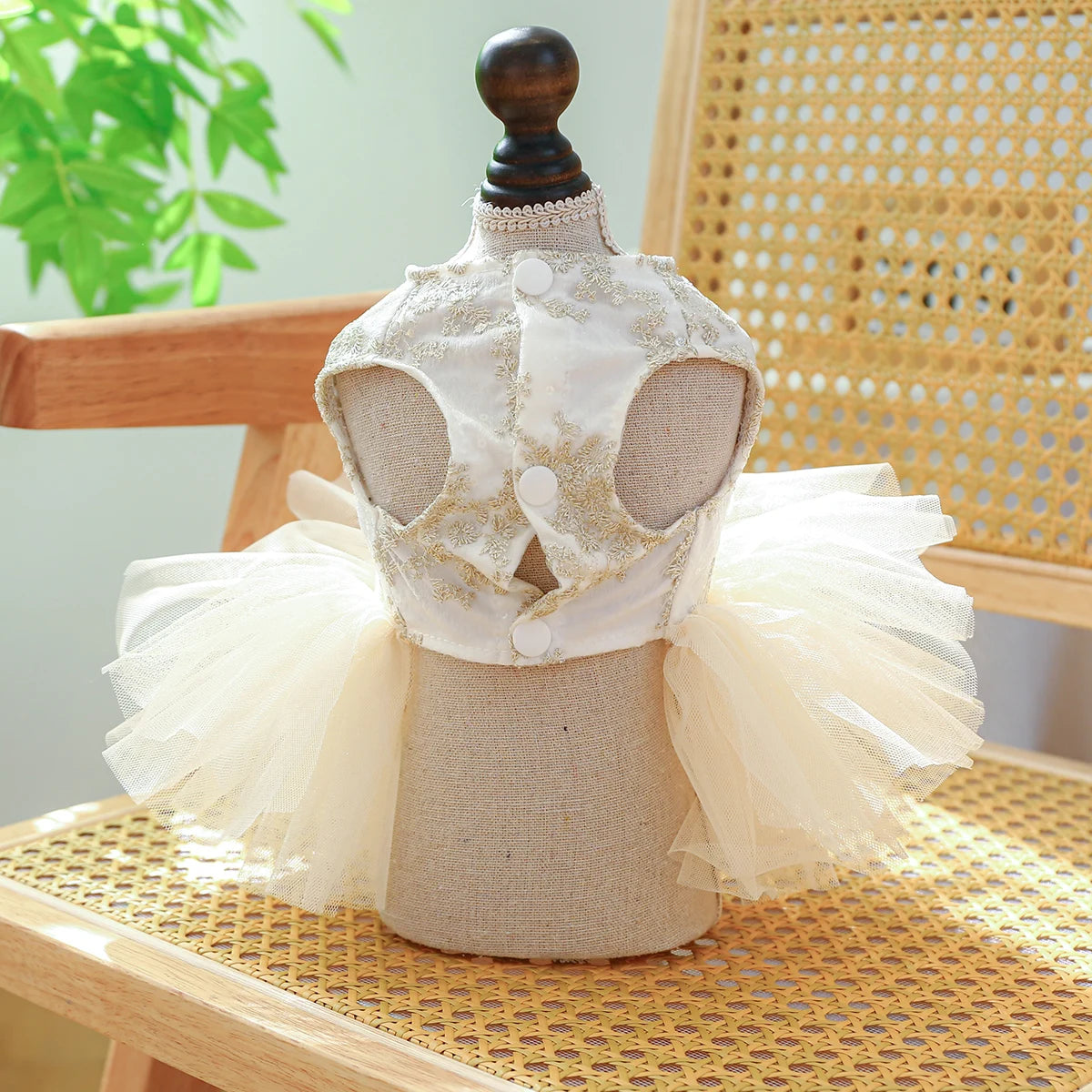 White Princess Dog Wedding Dress, Breathable Summer Outfit for Small & Medium Dogs